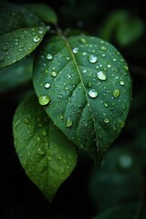 Dew Drops on Lush Leaves.
