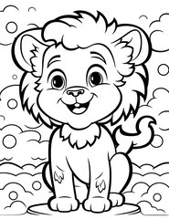 Obraz premium Cute lion, coloring page.