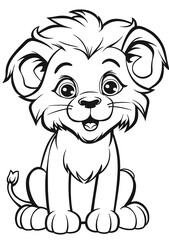 A cute lion, coloring page.