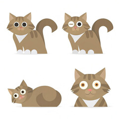 set of funny cats | Cartoon cat poses | Cute cartoon cat set | Cute cartoon cat set | Funny cat illustration | Cat character design	