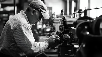 Focused Worker Repairing Industrial Machine