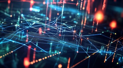 Fototapeta premium Abstract technological background with glowing lines and connecting points