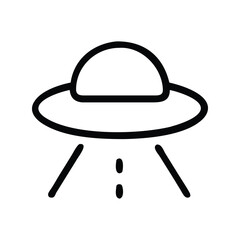 UFO icon vector. Alien spaceship silhouette, flying saucer, extraterrestrial craft, sci-fi, and mysterious space object symbol

