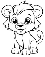 Obraz premium A cute lion, coloring page.