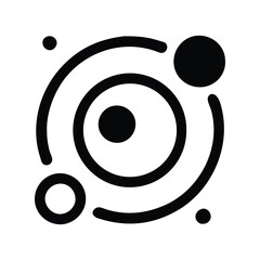 Solar system icon vector. Planetary system illustration including sun, planets, orbit paths, and cosmic space symbols set   © azad