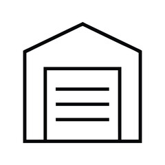 Warehouse icon vector. Storage building symbol, logistics facility, inventory center, distribution hub, and supply chain icon design

