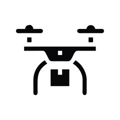Fototapeta premium Drone delivery icon vector. Unmanned aerial vehicle symbol, package drop, futuristic logistics, aerial shipping, and tech icon