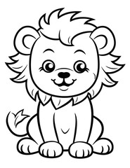Obraz premium A cute lion is sitting.