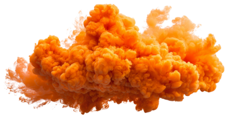 Powerful cloud explosion, orange color spreads aggressively