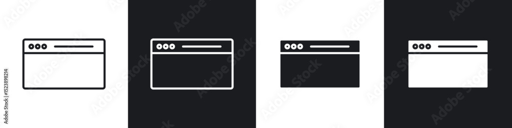 Poster web page icons in flat and thin stroke style