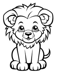 Obraz premium A cute lion is sitting.