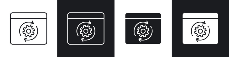 System update icons in flat and thin stroke style