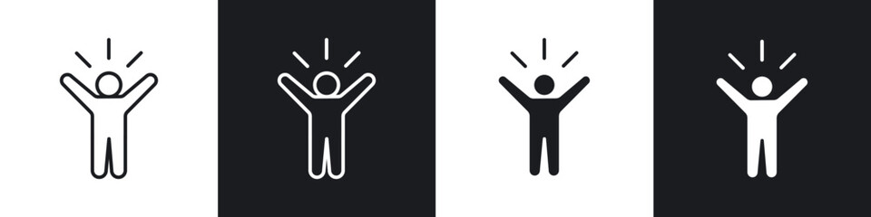 Success icons in flat and thin stroke style