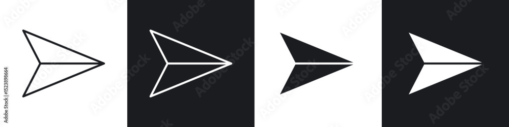 Poster send icons in flat and thin stroke style
