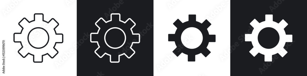 Poster settings button icons in flat and thin stroke style