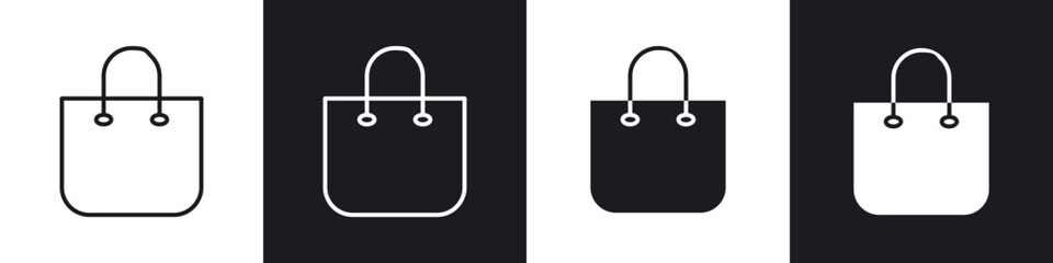 Shopping bag icons in flat and thin stroke style