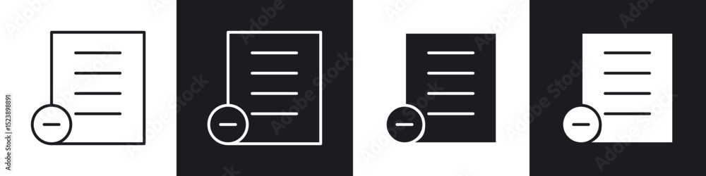 Poster remove document icons in flat and thin stroke style