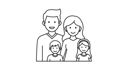 Outline drawing of a happy family.