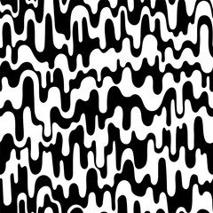 Black and white dripping liquid stripes. Seamless pattern