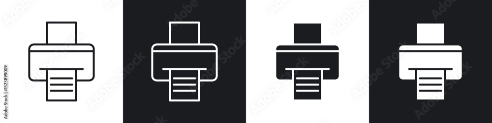 Poster print button icons in flat and thin stroke style