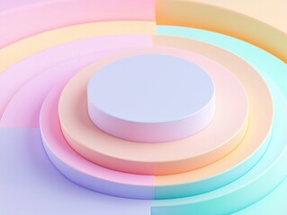 Multilayered Circular Podium with Soft Geometric Shapes for Product Display or Abstract Minimalist Presentation Background