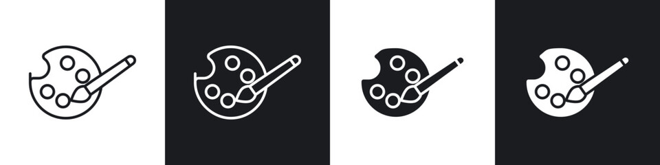 Paint icons in flat and thin stroke style