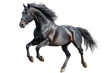 Energetic Horse Gallop Isolated on White Background Suitable for Equestrian Events and Marketing