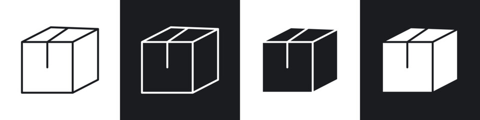 Package icons in flat and thin stroke style