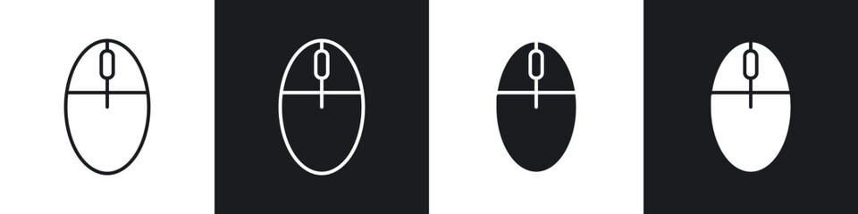 Mouse icons in flat and thin stroke style