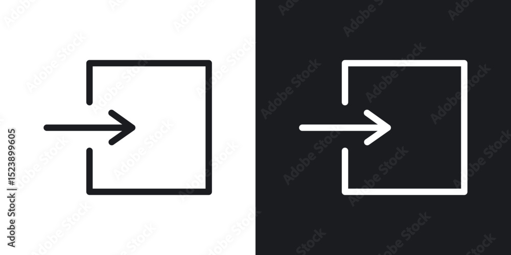 Poster log in icons in flat and thin stroke style
