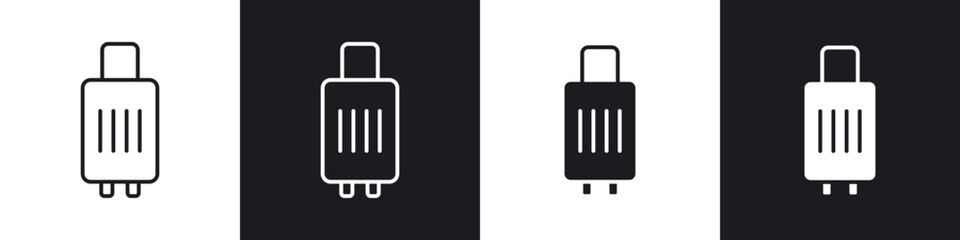 Luggage icons in flat and thin stroke style