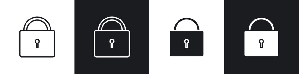 Lock icons in flat and thin stroke style