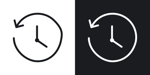 History icons in flat and thin stroke style