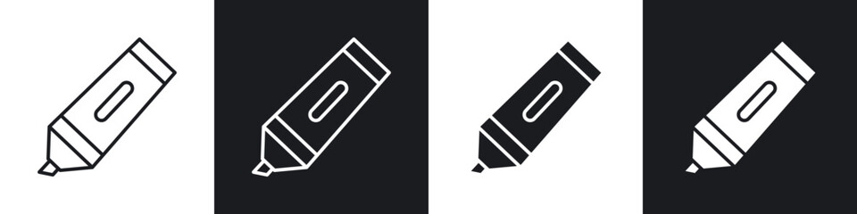 Highlighter icons in flat and thin stroke style