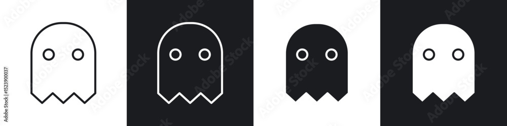Poster ghost icons in flat and thin stroke style