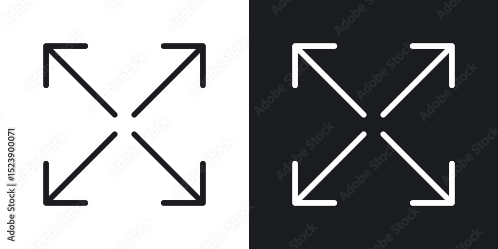 Poster fullscreen icons in flat and thin stroke style