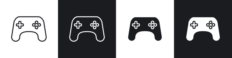 Gamepad icons in flat and thin stroke style © Warpiya
