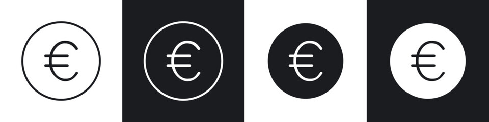Obraz premium Euro icons in flat and thin stroke style