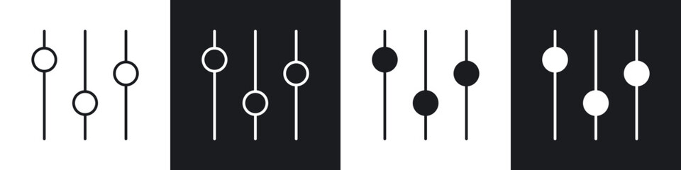 Equalizer icons in flat and thin stroke style