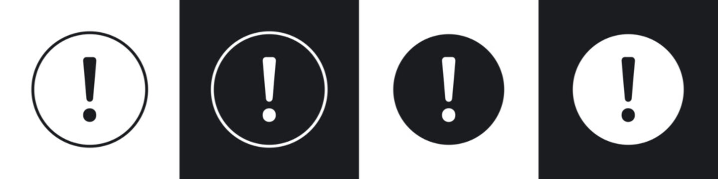 Exclamation button icons in flat and thin stroke style