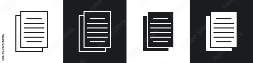 Poster document icons in flat and thin stroke style