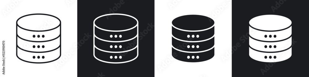 Poster database icons in flat and thin stroke style