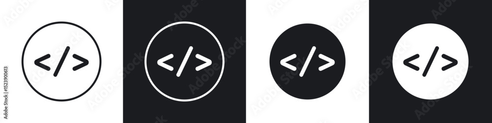Poster code icons in flat and thin stroke style