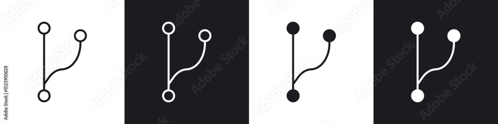 Poster code branch icons in flat and thin stroke style