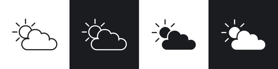 Cloudy Day icons in flat and thin stroke style