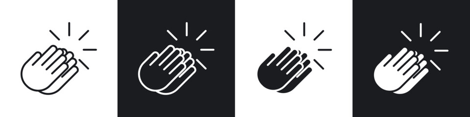 Clap icons in flat and thin stroke style