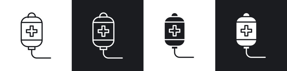 Chemotherapy icons in flat and thin stroke style