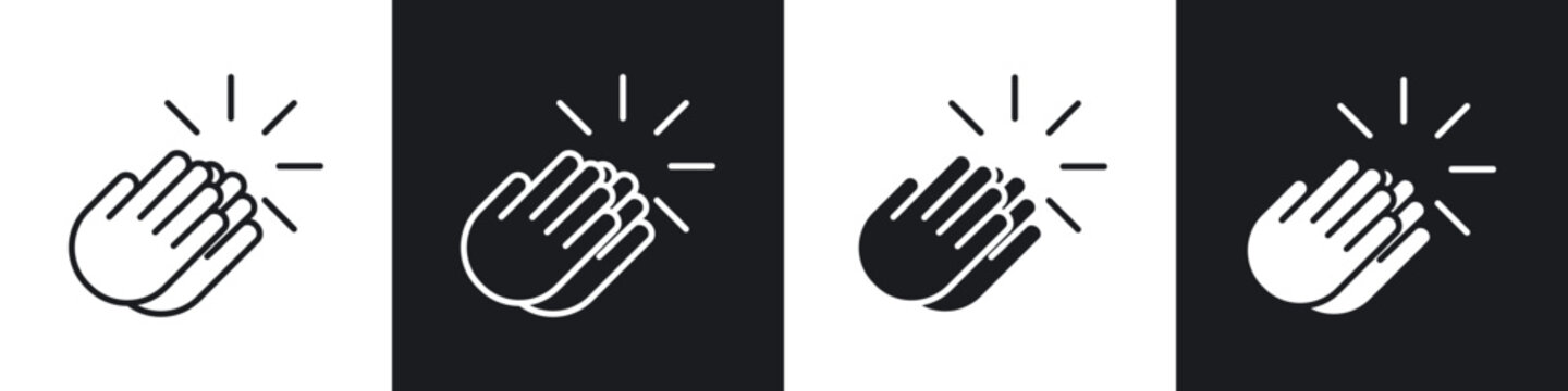 Clap icons in flat and thin stroke style