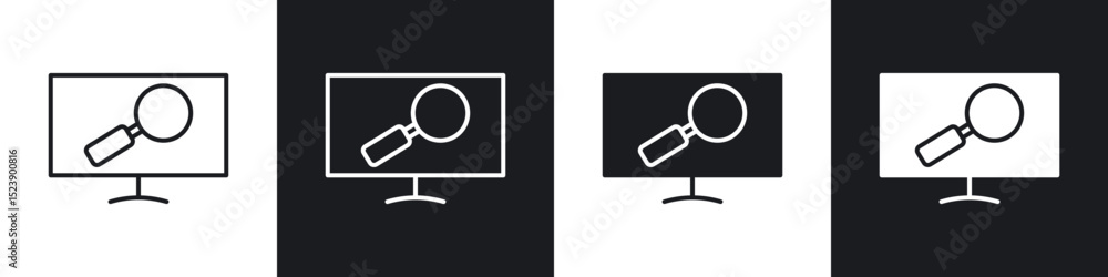 Poster browsing icons in flat and thin stroke style
