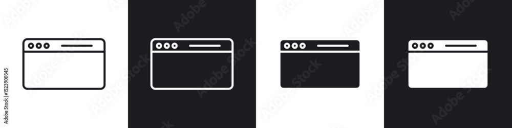 Aufkleber browser window icons in flat and thin stroke style
